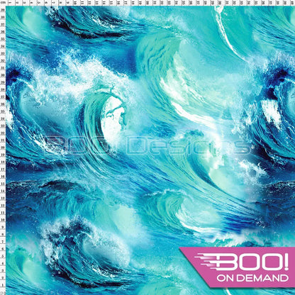 Spandex Waves Teal Fabric