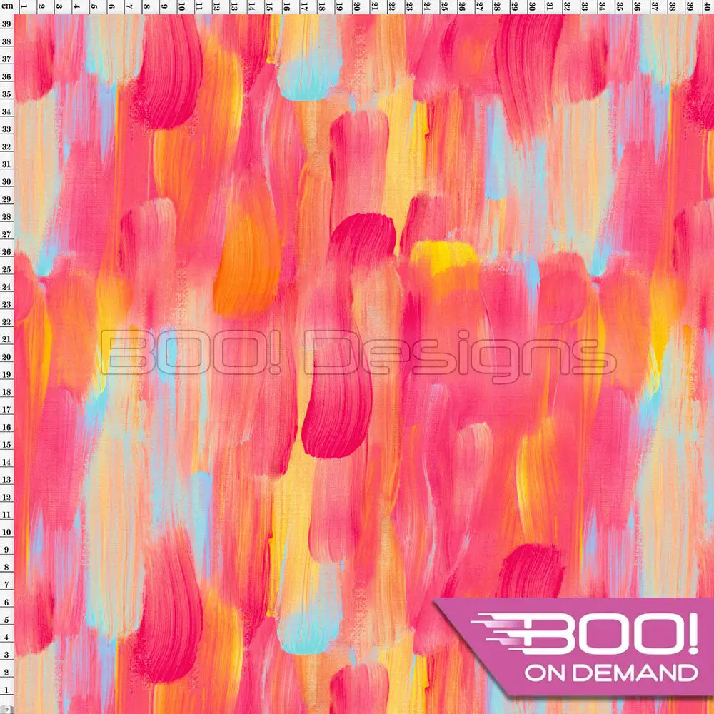 Spandex Wide Brushstroke Coral Fabric