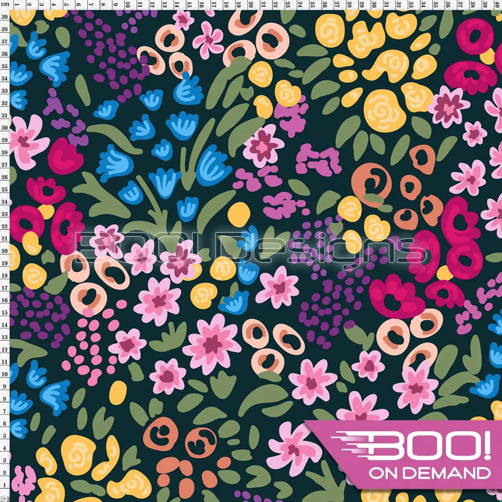 Spandex Wildflower Meadow Green Fabric