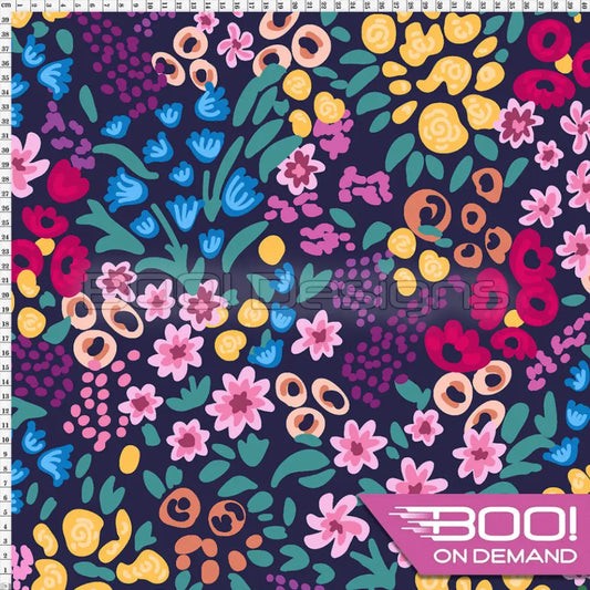 Spandex Wildflower Meadow Navy Fabric