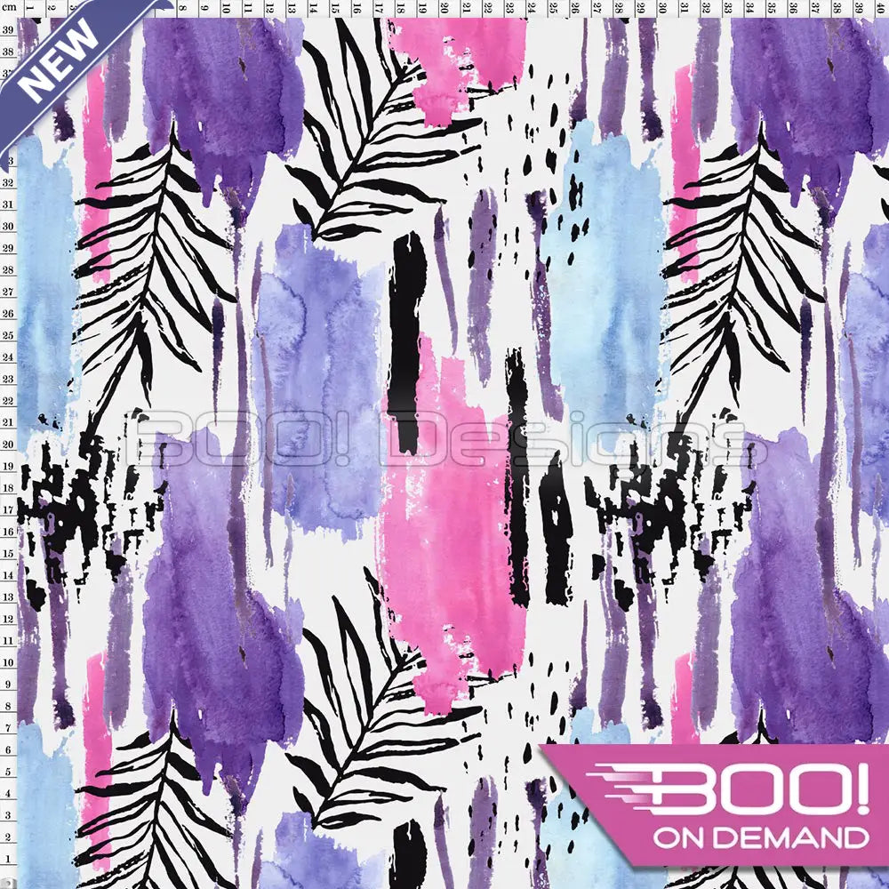 Spandex Winter Abstract Palms Pink Fabric