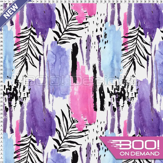 Spandex Winter Abstract Palms Pink Fabric