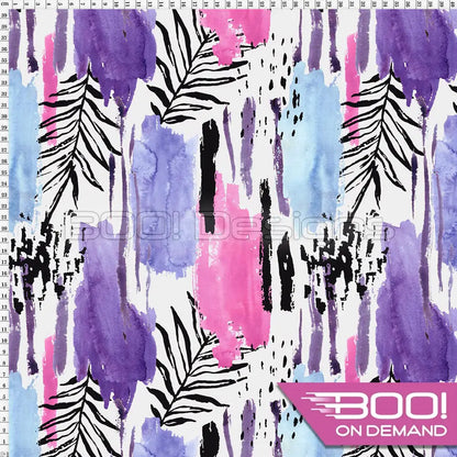 Spandex Winter Abstract Palms Pink Fabric