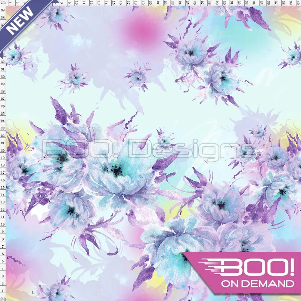 Spandex Winter Watercolour Floral Pastel Fabric