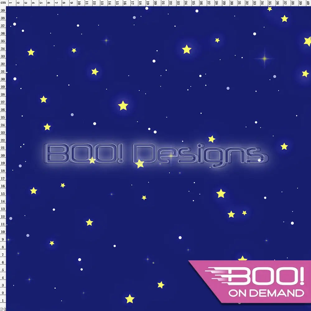 Spandex Xmas Silhouette Stars Blue Fabric