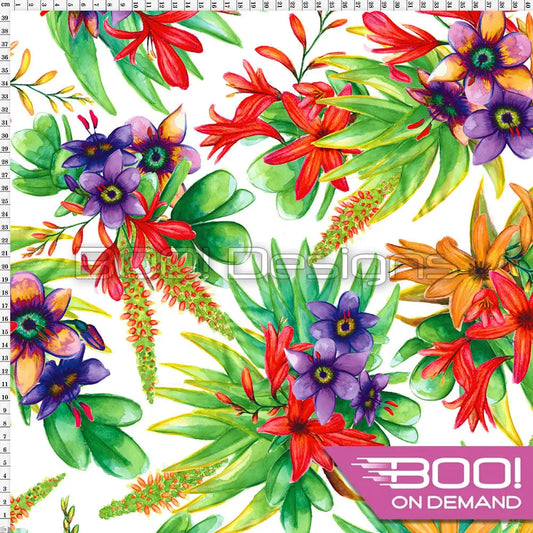 Spandex Zed Floral White Fabric