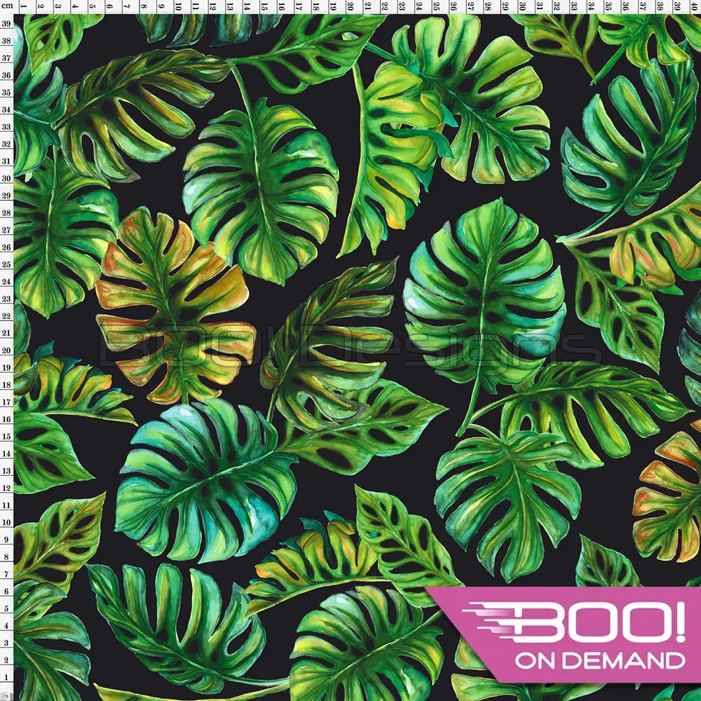 Spandex Zed Monstera Black Fabric