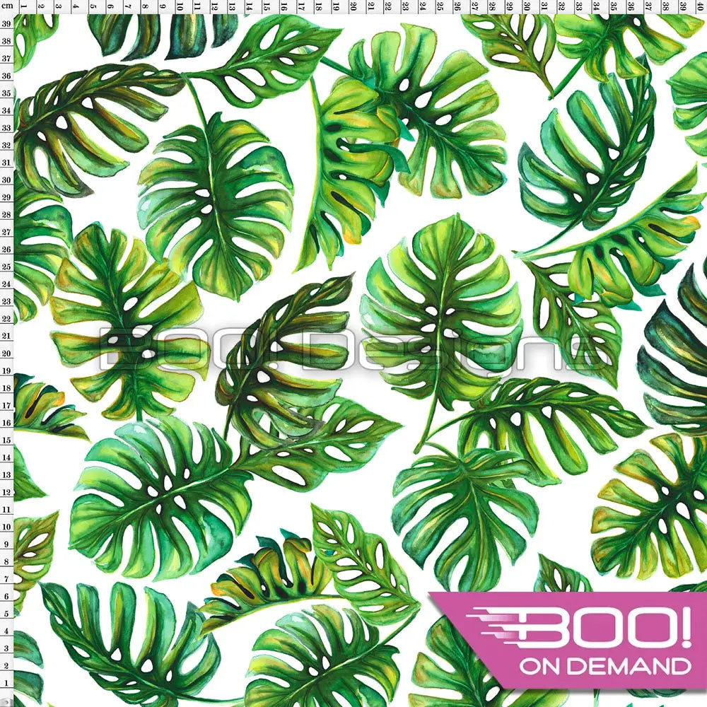 Spandex Zed Monstera White Green Fabric