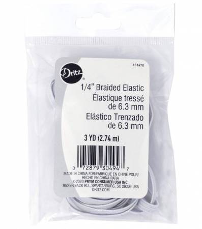 Braided Elastic 6mm White x 2.7m