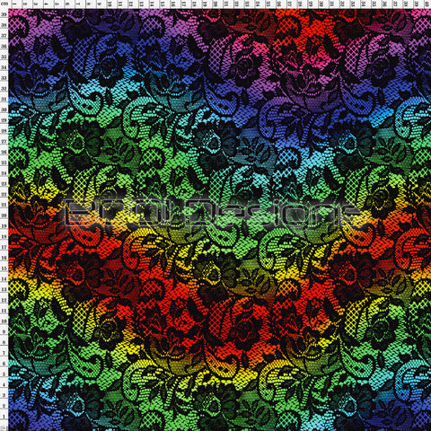 Spandex Floral Lace Rainbow