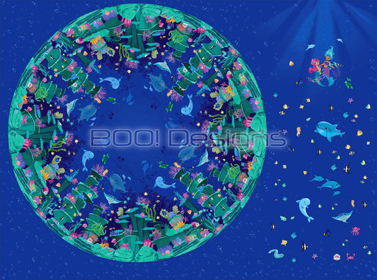Spandex P105 Circle Panel Mermaid - Glitter Stardust