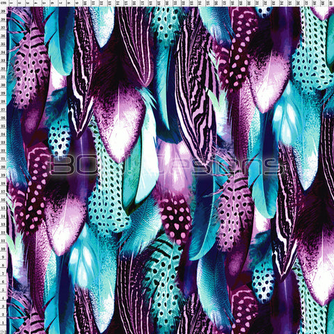 Spandex Warrior Feathers Purple Teal