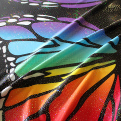 Spandex Circle Panel Wings Rainbow Black Regular - Glitter Stardust