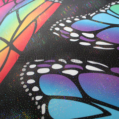 Spandex Circle Panel Wings Rainbow Black Regular - Glitter Stardust