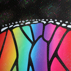 Spandex Circle Panel Wings Rainbow Black Regular - Glitter Stardust