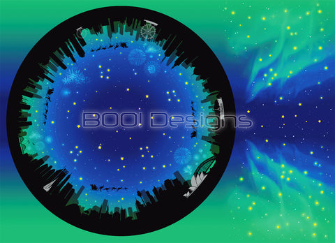 Spandex P105 Circle Panel Xmas Silhouette Green