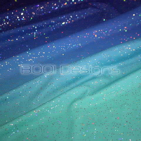 Spandex Glitter Ombre Teal Royal
