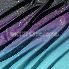 Spandex Ombre Teal Black - Glitter Galaxy