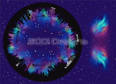Spandex P105 Circle Panel Xmas Silhouette Purple