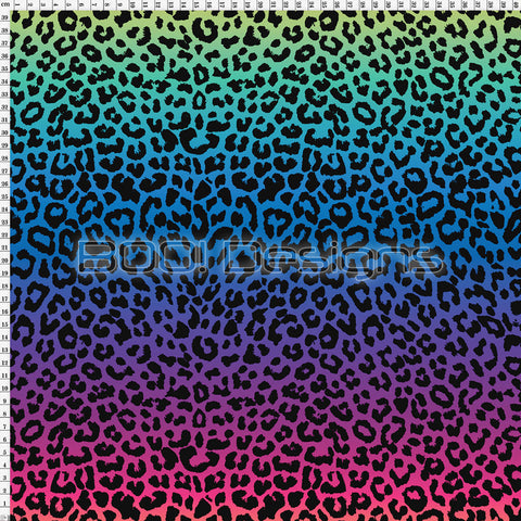 Spandex Ombre Rainbow Horizontal Cheetah Black