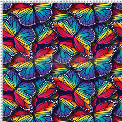 Spandex Butterflies Rainbow Navy