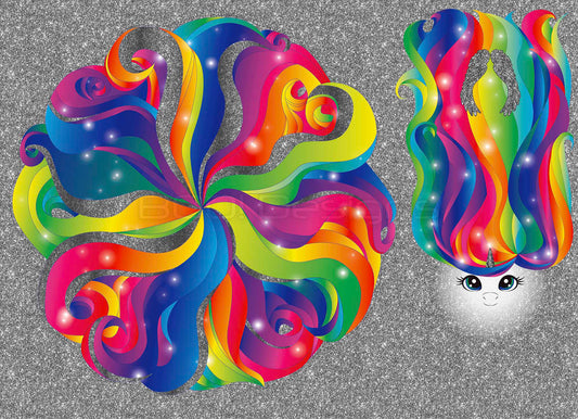 Spandex P105 Circle Panel Unicorn Rainbow - Glitter Stardust