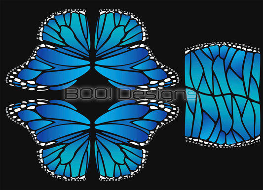 Spandex P105 Circle Panel Wings Blue - Glitter Stardust