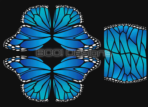 Spandex Glitter Circle Panel Wings Blue Regular
