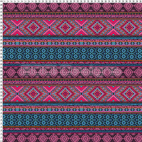 Spandex Tribal Stripe Pink Blue