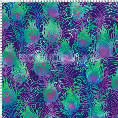 Spandex Peacock Feathers Purple