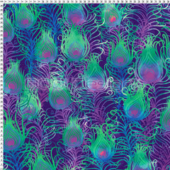 Spandex Peacock Feathers Purple