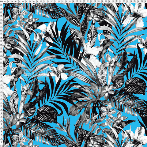 Spandex Jungle Palm Blue
