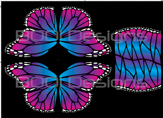 Spandex P105 Circle Panel Wings Pink/Blue - Glitter Stardust