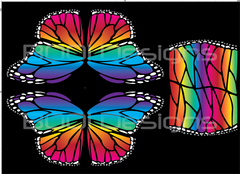 Spandex Circle Panel Wings Rainbow Black Regular - Glitter Stardust