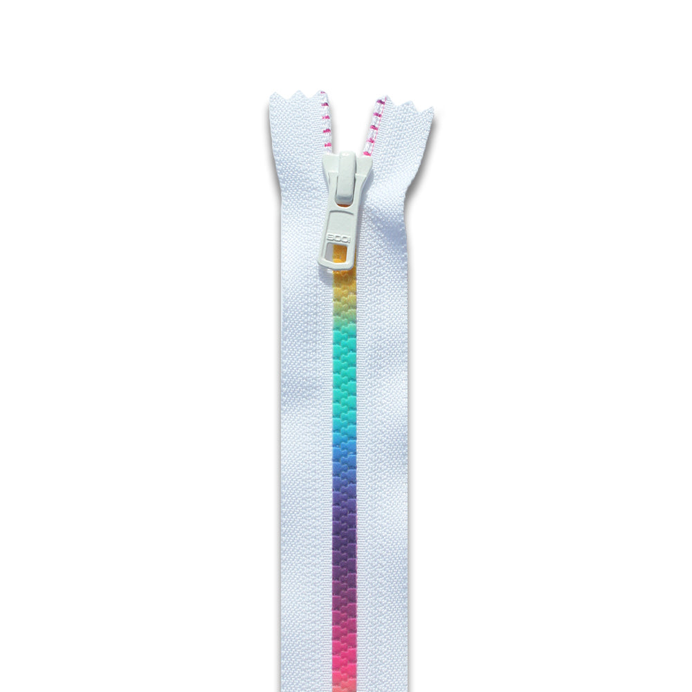 BOO Chunky Zip Closed End Rainbow White
